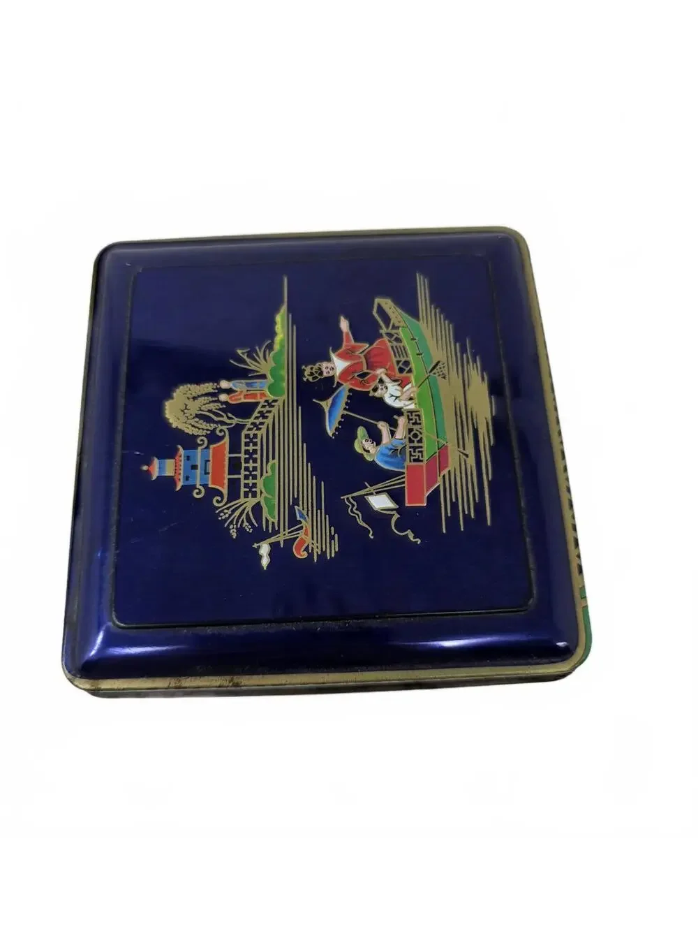 Vintage Daher Asian Style Metal Tea Tin Canister